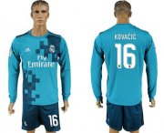 Wholesale Cheap Real Madrid #16 Kovacic Sec Away Long Sleeves Soccer Club Jersey