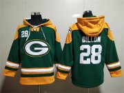 Wholesale Men's Green Bay Packers #28 A.J. Dillon Green Lace-Up Pullover Hoodie