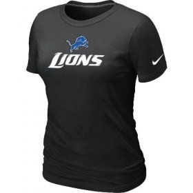 Wholesale Cheap Women\'s Nike Detroit Lions Authentic Logo T-Shirt Black
