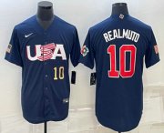 Cheap Men's USA Baseball #10 JT Realmuto Number 2023 Navy World Baseball Classic Stitched Jerseys