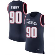 Wholesale Cheap Nike Patriots #90 Malcom Brown Navy Blue Team Color Men's Stitched NFL Limited Rush Tank Top Jersey