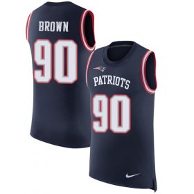 Wholesale Cheap Nike Patriots #90 Malcom Brown Navy Blue Team Color Men\'s Stitched NFL Limited Rush Tank Top Jersey