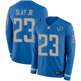 Wholesale Cheap Nike Lions #23 Darius Slay Jr Blue Team Color Men\'s Stitched NFL Limited Therma Long Sleeve Jersey