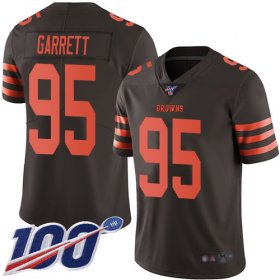 Wholesale Cheap Nike Browns #95 Myles Garrett Brown Men\'s Stitched NFL Limited Rush 100th Season Jersey