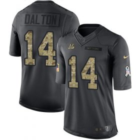 Wholesale Cheap Nike Bengals #14 Andy Dalton Black Youth Stitched NFL Limited 2016 Salute to Service Jersey