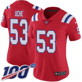 Wholesale Cheap Nike Patriots #53 Josh Uche Red Alternate Women\'s Stitched NFL 100th Season Vapor Untouchable Limited Jersey