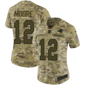 Wholesale Cheap Nike Panthers #12 DJ Moore Camo Women\'s Stitched NFL Limited 2018 Salute to Service Jersey