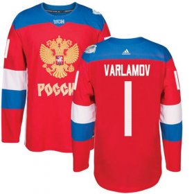 Wholesale Cheap Team Russia #1 Semyon Varlamov Red 2016 World Cup Stitched NHL Jersey