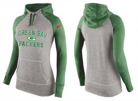 Wholesale Cheap Women\'s Nike Green Bay Packers Performance Hoodie Grey & Green