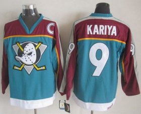 Wholesale Cheap Ducks #9 Paul Kariya Red/Turquoise CCM Throwback Stitched NHL Jersey