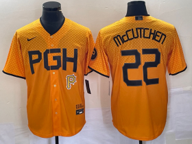 Wholesale Cheap Men\'s Pittsburgh Pirates #22 Andrew McCutchen Gold 2023 City Connect Stitched Jersey