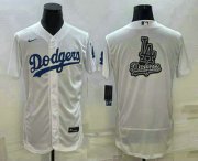 Cheap Men's Los Angeles Dodgers Big Logo White Flex Base Stitched Baseball Jersey