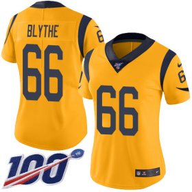 Wholesale Cheap Nike Rams #66 Austin Blythe Gold Women\'s Stitched NFL Limited Rush 100th Season Jersey