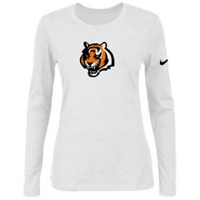 Wholesale Cheap Women\'s Nike Cincinnati Bengals Of The City Long Sleeve Tri-Blend NFL T-Shirt White-2