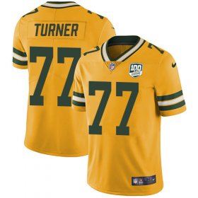 Wholesale Cheap Nike Packers #77 Billy Turner Yellow Men\'s 100th Season Stitched NFL Limited Rush Jersey