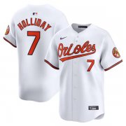 Cheap Men's Baltimore Orioles #7 Jackson Holliday White 2024 Home Limited Cool Base Stitched Baseball Jersey