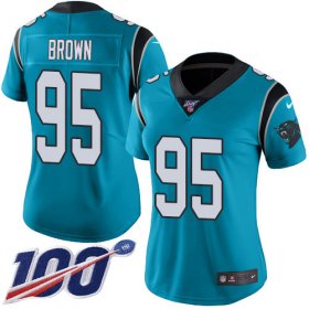 Wholesale Cheap Nike Panthers #95 Derrick Brown Blue Women\'s Stitched NFL Limited Rush 100th Season Jersey