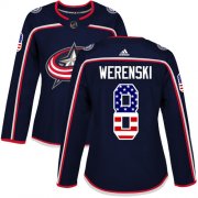 Wholesale Cheap Adidas Blue Jackets #8 Zach Werenski Navy Blue Home Authentic USA Flag Women's Stitched NHL Jersey