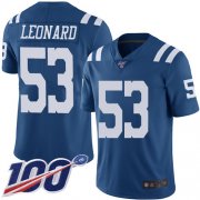 Wholesale Cheap Nike Colts #53 Darius Leonard Royal Blue Men's Stitched NFL Limited Rush 100th Season Jersey