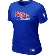 Wholesale Cheap Women's Philadelphia Phillies Nike Short Sleeve Practice MLB T-Shirt Blue