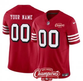 Cheap Men\'s San Francisco 49ers Active Player Custom Red 2023 F.U.S.E. NFC West Champions Patch Alternate Football Stitched Jersey