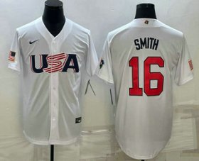 Cheap Men\'s USA Baseball #16 Will Smith 2023 White World Baseball Classic Stitched Jersey