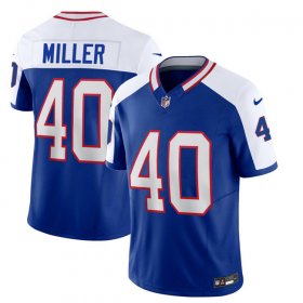 Wholesale Cheap Men\'s Buffalo Bills #40 Von Miller Blue White 2023 F.U.S.E. Throwback Vapor Untouchable Limited Football Stitched Jersey