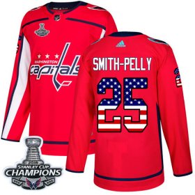 Wholesale Cheap Adidas Capitals #25 Devante Smith-Pelly Red Home Authentic USA Flag Stanley Cup Final Champions Stitched NHL Jersey
