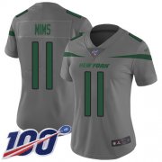 Wholesale Cheap Nike Jets #11 Denzel Mim Gray Women's Stitched NFL Limited Inverted Legend 100th Season Jersey