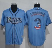 Wholesale Cheap Rays #3 Evan Longoria Light Blue USA Flag Fashion Stitched MLB Jersey