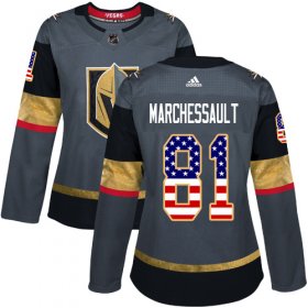 Wholesale Cheap Adidas Golden Knights #81 Jonathan Marchessault Grey Home Authentic USA Flag Women\'s Stitched NHL Jersey