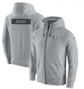 Wholesale Cheap Men\'s Chicago Bears Nike Ash Gridiron Gray 2.0 Full-Zip Hoodie