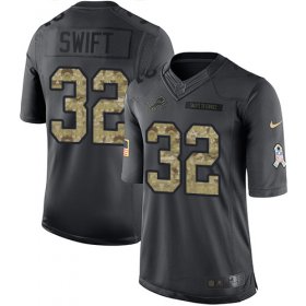 Wholesale Cheap Nike Lions #32 D\'Andre Swift Black Men\'s Stitched NFL Limited 2016 Salute to Service Jersey