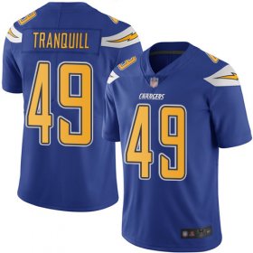 Wholesale Cheap Nike Chargers #49 Drue Tranquill Electric Blue Men\'s Stitched NFL Limited Rush Jersey