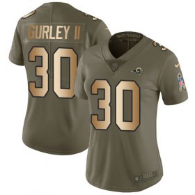Wholesale Cheap Nike Rams #30 Todd Gurley II Olive/Gold Women\'s Stitched NFL Limited 2017 Salute to Service Jersey