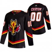 Wholesale Cheap Calgary Flames Custom Black Men's Adidas 2020-21 Reverse Retro Alternate NHL Jersey