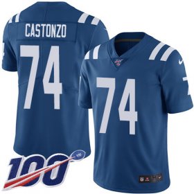 Wholesale Cheap Nike Colts #74 Anthony Castonzo Royal Blue Team Color Men\'s Stitched NFL 100th Season Vapor Untouchable Limited Jersey