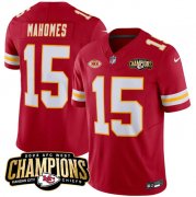 Cheap Men's Kansas City Chiefs #15 Patrick Mahomes Red 2023 F.U.S.E. AFC West Champions With NKH Patch Vapor Untouchable Limited Football Stitched Jersey