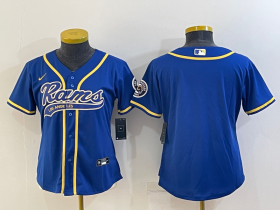 Wholesale Cheap Women\'s Los Angeles Rams Blank Royal With Patch Cool Base Stitched Baseball Jersey