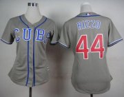 Wholesale Cheap Cubs #44 Anthony Rizzo Grey Alternate Road Women's Stitched MLB Jersey