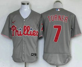 Cheap Men\'s Philadelphia Phillies #7 Trea Turner Grey Stitched MLB Flex Base Nike Jersey