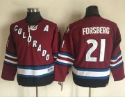 Wholesale Cheap Avalanche #21 Peter Forsberg Red CCM Throwback Stitched Youth NHL Jersey