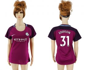 Wholesale Cheap Women\'s Manchester City #31 Ederson Away Soccer Club Jersey