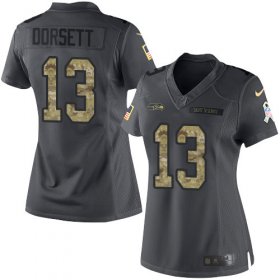 Wholesale Cheap Nike Seahawks #13 Phillip Dorsett Black Women\'s Stitched NFL Limited 2016 Salute to Service Jersey