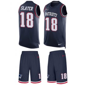 Wholesale Cheap Nike Patriots #18 Matt Slater Navy Blue Team Color Men\'s Stitched NFL Limited Tank Top Suit Jersey
