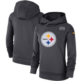 Wholesale Cheap NFL Women\'s Pittsburgh Steelers Nike Anthracite Crucial Catch Performance Pullover Hoodie