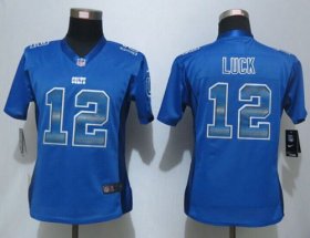 Wholesale Cheap Nike Colts #12 Andrew Luck Royal Blue Team Color Women\'s Stitched NFL Elite Strobe Jersey