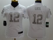 Wholesale Cheap Nike Colts #12 Andrew Luck White Women's Stitched NFL Limited Platinum Jersey