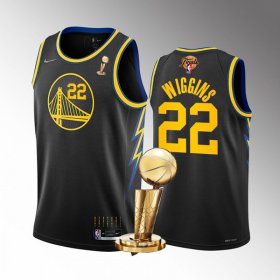 Wholesale Cheap Men\'s Golden State Warriors #22 Andrew Wiggins Black 2022 NBA Finals Champions Stitched Jersey