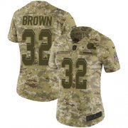 Wholesale Cheap Nike Browns #32 Jim Brown Camo Women's Stitched NFL Limited 2018 Salute to Service Jersey